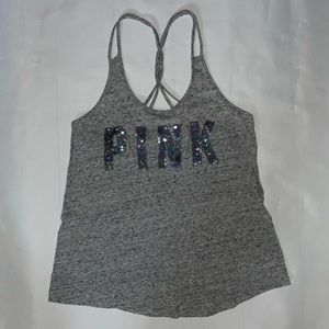 Gray VS PINK tank with sequin logo